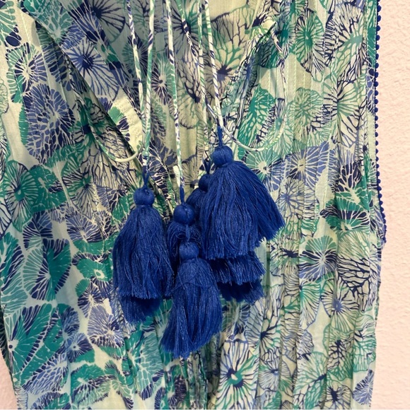 Poupette St. Barth Isma Romper in blue & green Sz. M - Picture 6 of 13